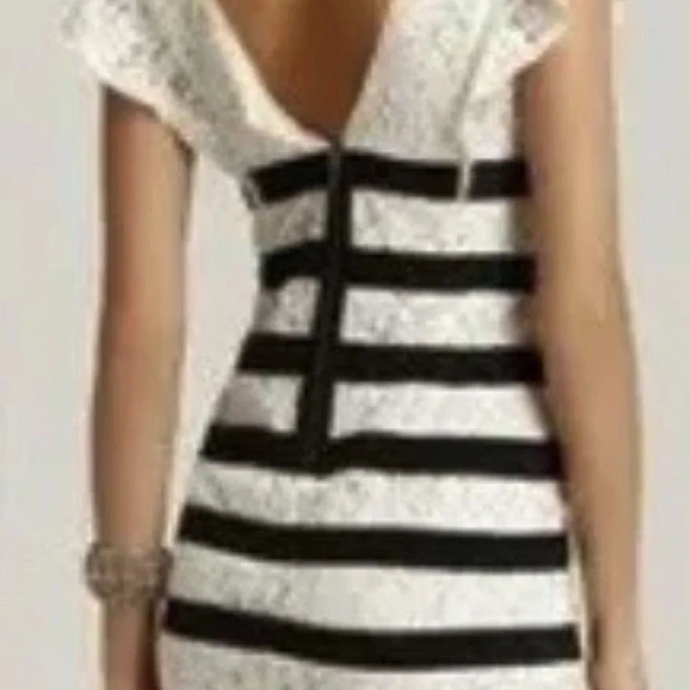 BCBG Black and White Striped Mini Dress - Picture 2 of 14